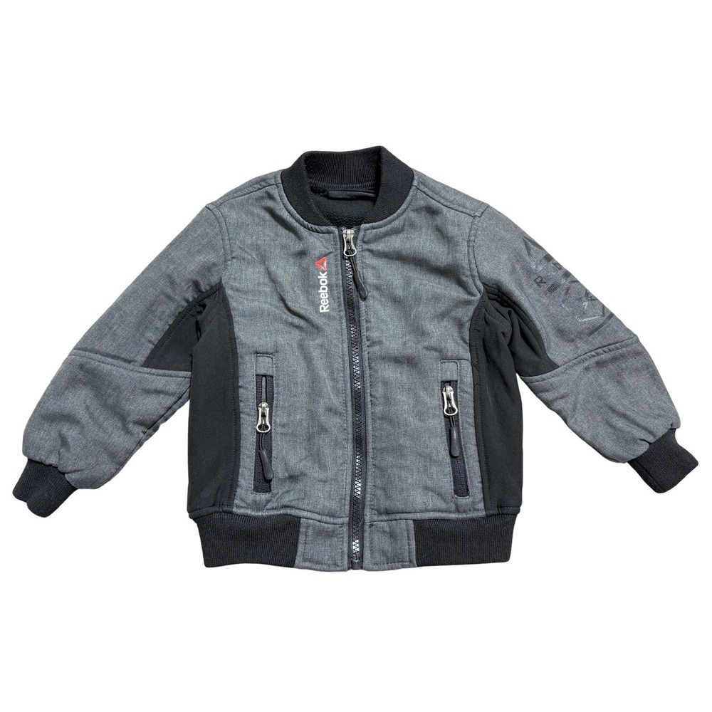 Reebok Jacket Toddler Boys 2T‎ Gray Black Fleece Lined Bomber Warm Winter